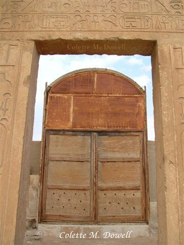Image of Door in Valley Temple near Sphinx in Giza Egypt photograph by Colette Dowell