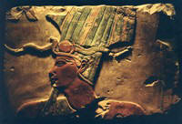 Image of Egyptian Bass Relief of ancient god Luxor Museum photograph by Colette Dowell